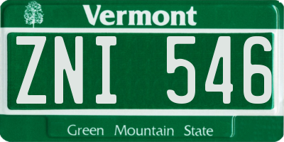 VT license plate ZNI546