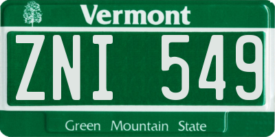 VT license plate ZNI549