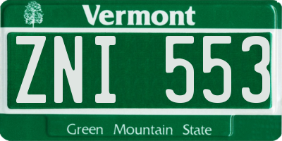 VT license plate ZNI553