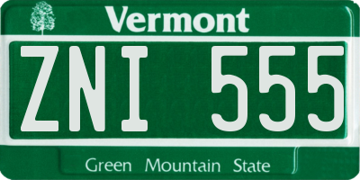 VT license plate ZNI555