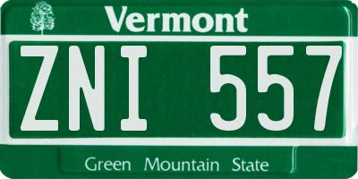 VT license plate ZNI557