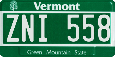 VT license plate ZNI558