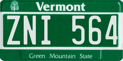 VT license plate ZNI564