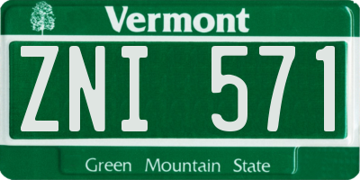 VT license plate ZNI571