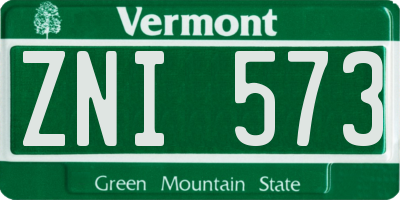 VT license plate ZNI573