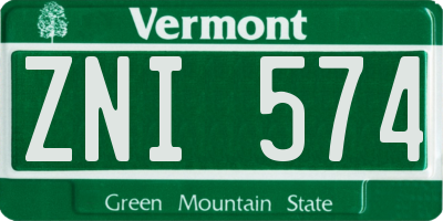 VT license plate ZNI574