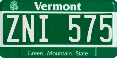 VT license plate ZNI575