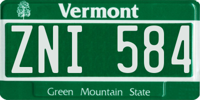 VT license plate ZNI584