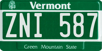 VT license plate ZNI587