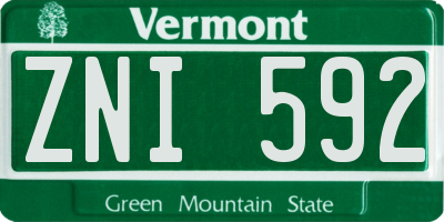 VT license plate ZNI592