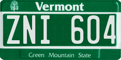 VT license plate ZNI604
