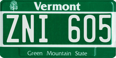 VT license plate ZNI605