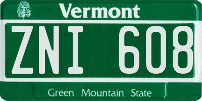 VT license plate ZNI608