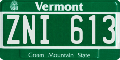 VT license plate ZNI613
