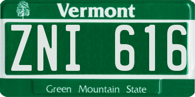 VT license plate ZNI616