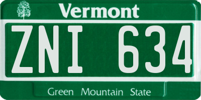 VT license plate ZNI634