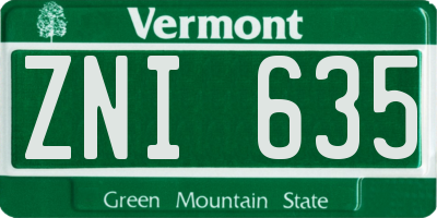 VT license plate ZNI635