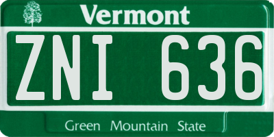 VT license plate ZNI636