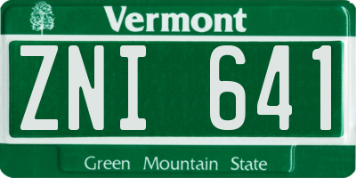VT license plate ZNI641