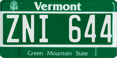 VT license plate ZNI644
