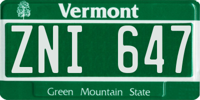 VT license plate ZNI647