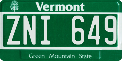 VT license plate ZNI649