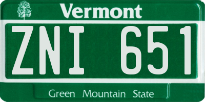 VT license plate ZNI651