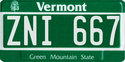 VT license plate ZNI667