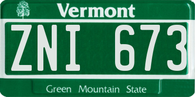 VT license plate ZNI673