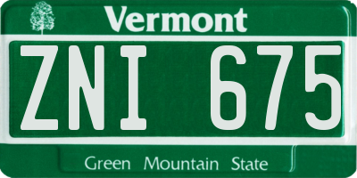VT license plate ZNI675