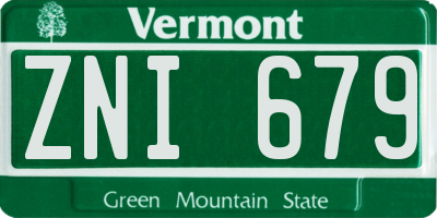 VT license plate ZNI679