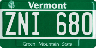 VT license plate ZNI680