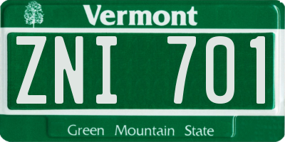 VT license plate ZNI701