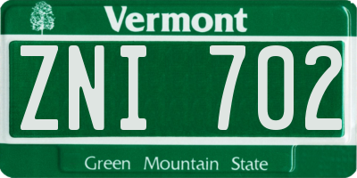VT license plate ZNI702