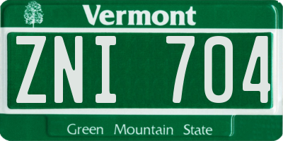 VT license plate ZNI704