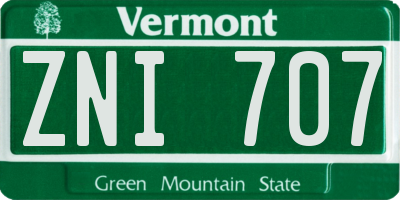 VT license plate ZNI707