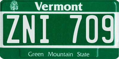 VT license plate ZNI709
