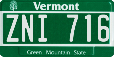 VT license plate ZNI716