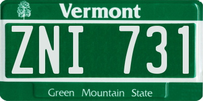 VT license plate ZNI731