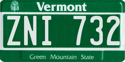 VT license plate ZNI732