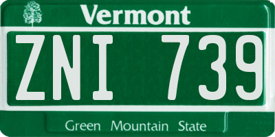 VT license plate ZNI739