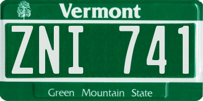 VT license plate ZNI741