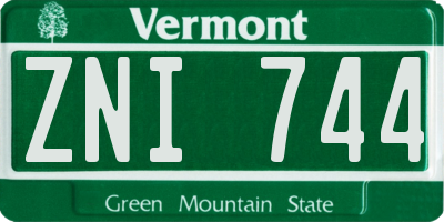 VT license plate ZNI744