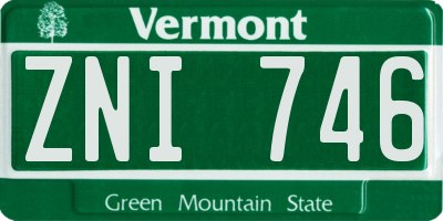 VT license plate ZNI746