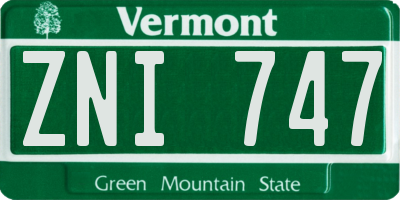 VT license plate ZNI747