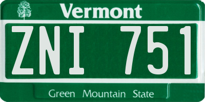 VT license plate ZNI751
