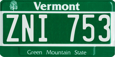VT license plate ZNI753