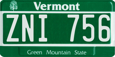 VT license plate ZNI756