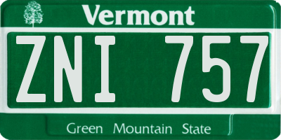 VT license plate ZNI757