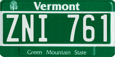 VT license plate ZNI761